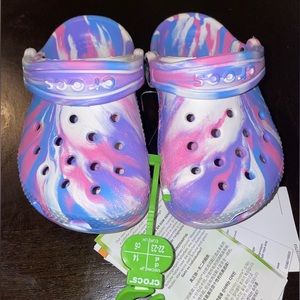 Purple Tie dye Marbled Kids Crocs size- C6